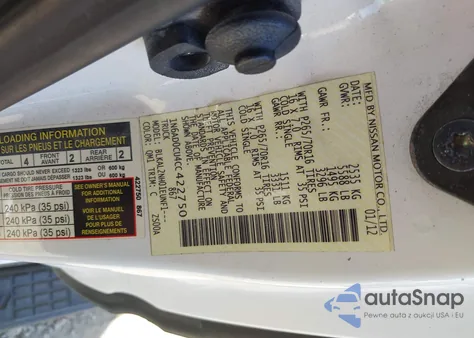2012 Nissan Frontier Sv from USA, damaged, VIN 1N6AD0CU4CC422750